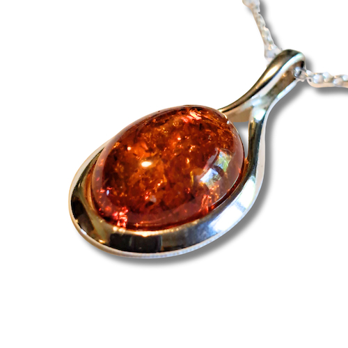 HW-2581 Pendant Oval/Silver Twist Bail $85 at Hunter Wolff Gallery